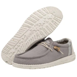 Wally Break Stitch - Grey -Heydude Shoes 110793297 WALLY LINEN NATURAL GREY LEFT 3 1