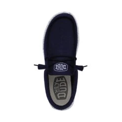 Wally Slub Canvas - Navy -Heydude Shoes 40009 410 WALLY SLUB CANVAS NAVY LEFT TOP
