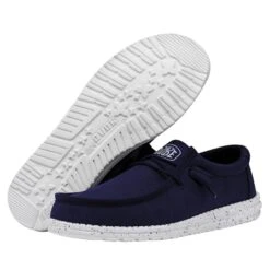Wally Slub Canvas - Navy -Heydude Shoes 40009 410 WALLY SLUB CANVAS NAVY PAIR BOTTOM