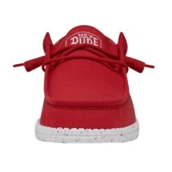Wally Slub Canvas - Red 11 Wally Slub Canvas - Red -Heydude Shoes 40009 610 WALLYSLUBCANVAS RED LEFTFRONT