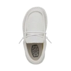 Wally Toddler Slub Canvas - White -Heydude Shoes 40029 100 WALLYTODDLERSLUBCANVAS WHITE LEFTTOP