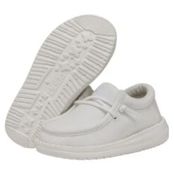 Wally Toddler Slub Canvas - White -Heydude Shoes 40029 100 WALLYTODDLERSLUBCANVAS WHITE PAIRBOTTOM
