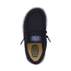 Wally Toddler Slub Canvas - Navy -Heydude Shoes 40029 410 WALLYTODDLERSLUBCANVAS NAVY LEFTTOP
