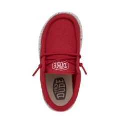 Wally Toddler Slub Canvas - Red -Heydude Shoes 40029 610 WALLYTODDLERSLUBCANVAS RED LEFTTOP