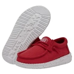 Wally Toddler Slub Canvas - Red -Heydude Shoes 40029 610 WALLYTODDLERSLUBCANVAS RED PAIRBOTTOM