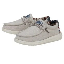 New Products -Heydude Shoes 40040 1K1 WALLYYOUTH OFFWHITEPATRIOTIC PAIRSIDE