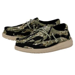 New Products -Heydude Shoes 40042 9CJ WALLYYOUTHCAMOUFLAGE TIGERSTRIPECAMO PAIRSIDE