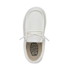 Wally Youth Slub Canvas - White 13 Wally Youth Slub Canvas - White -Heydude Shoes 40044 100 WALLYYOUTHSLUBCANVAS WHITE LEFTTOP