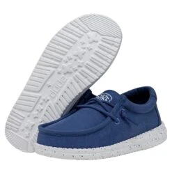 Wally Youth Slub Canvas - True Blue 10 Wally Youth Slub Canvas - True Blue -Heydude Shoes 40044 428 WALLYYOUTHSLUBCANVAS TRUEBLUE PAIRBOTTOM