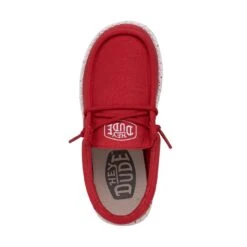 Wally Youth Slub Canvas - Red 13 Wally Youth Slub Canvas - Red -Heydude Shoes 40044 610 WALLYYOUTHSLUBCANVAS RED LEFTTOP