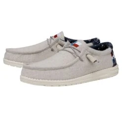 Wally Texas Canvas - Off White -Heydude Shoes 40380 1LB WALLYTEXASCANVAS OFFWHITE PAIRSIDE