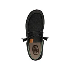 Wally Washed Canvas - Black/Black 13 Wally Washed Canvas - Black/Black -Heydude Shoes FW23 M 40296 060 WALLY WASHED CANVAS BLACK BLACK LEFT TOP
