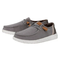 New Products -Heydude Shoes FW23 W 40297 030 WENDY WASHED CANVAS GREY LEFT PAIR